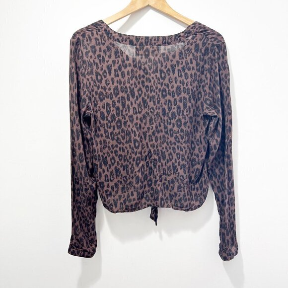 🌷SALE Cloth & Stone Bella Dahl Leopard Print Tie Front Top Size XS Oversized - Picture 5 of 15